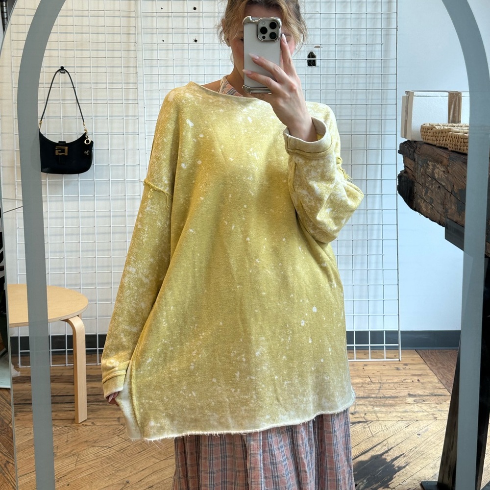 Free People movement yellow reversible long Sleeve pullover sweatshirt Top - Picture 4 of 5